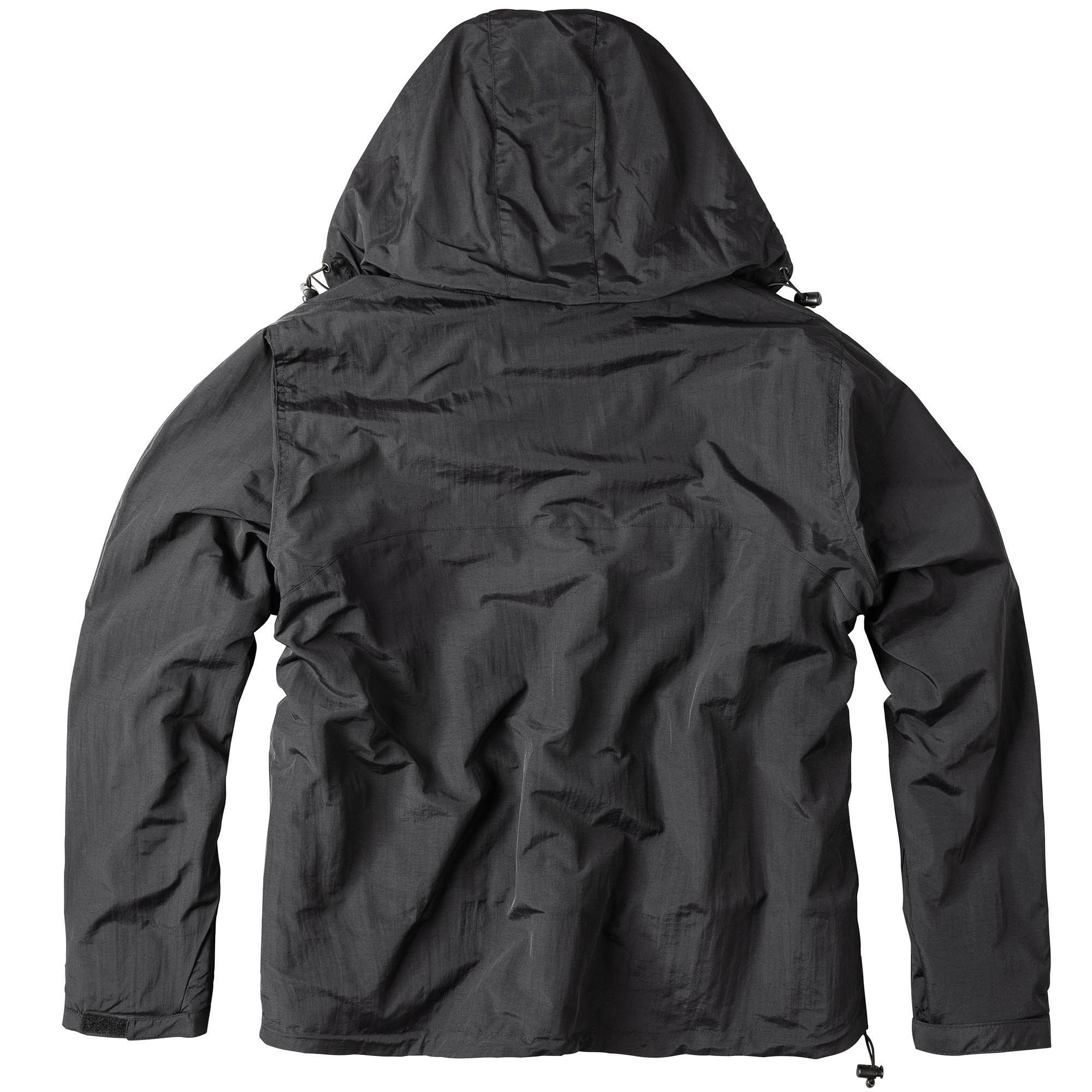 Chaqueta Windbreaker negra (20-7001-03) vista frontal con cremallera