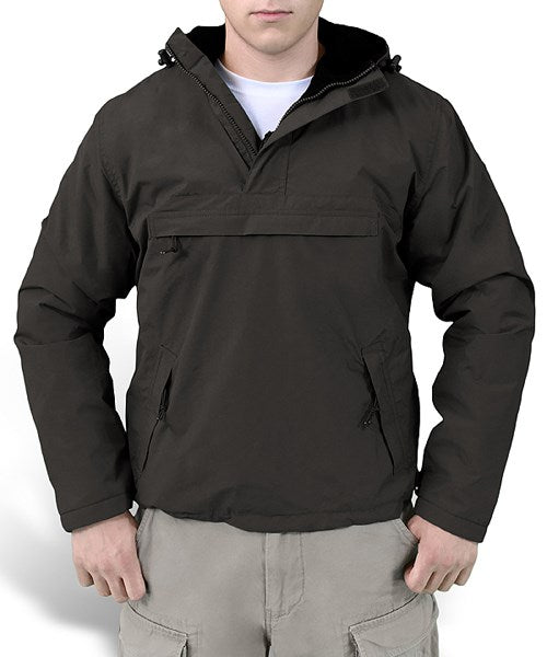 Chaqueta Windbreaker negra (20-7001-03) vista frontal con cremallera