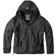 Chaqueta Windbreaker negra (20-7001-03) vista frontal con cremallera