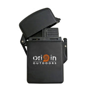 Encendedor a chorro STORM negro, impermeable, superficie gomosa, llama hasta 1.300 °C