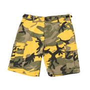 Pantalones cortos BDU Yellow Camo con 6 bolsillos y cintura ajustable, 65% poliester 35% algodon