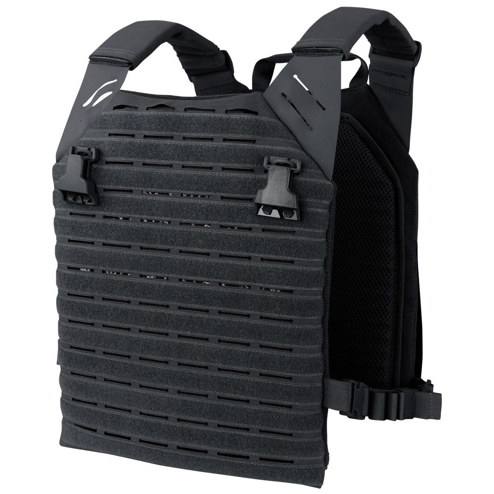 Vesta LCS Vanquish negra, portaplacas de Cordura compatible con placas SAPI L y M