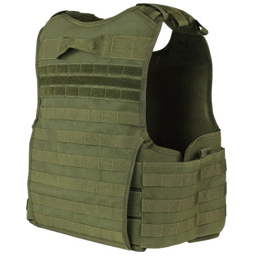 Chaleco Enforcer portaplacas verde de nylon con sistema de rápido desprendimiento, peso 1,7 kg