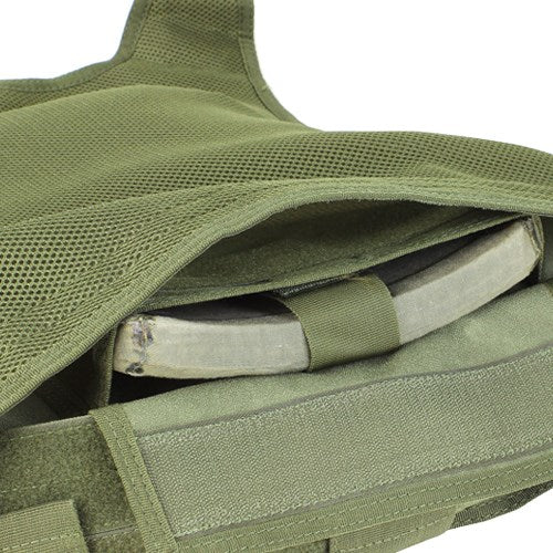 Chaleco Enforcer portaplacas verde de nylon con sistema de rápido desprendimiento, peso 1,7 kg