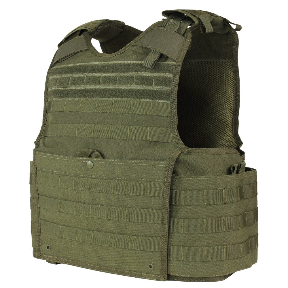 Chaleco Enforcer portaplacas verde de nylon con sistema de rápido desprendimiento, peso 1,7 kg