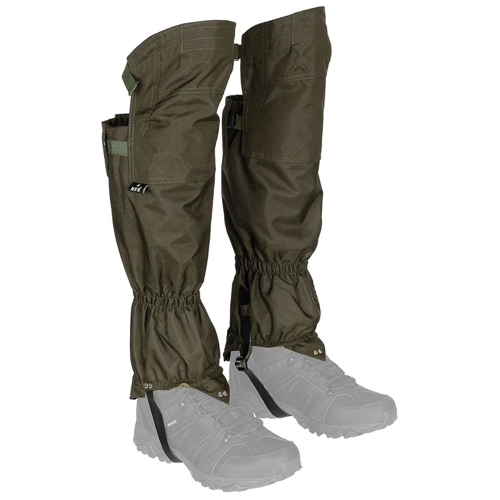 Polainas OVERKNEE verdes hasta la rodilla con cremallera, protegen de humedad y barro