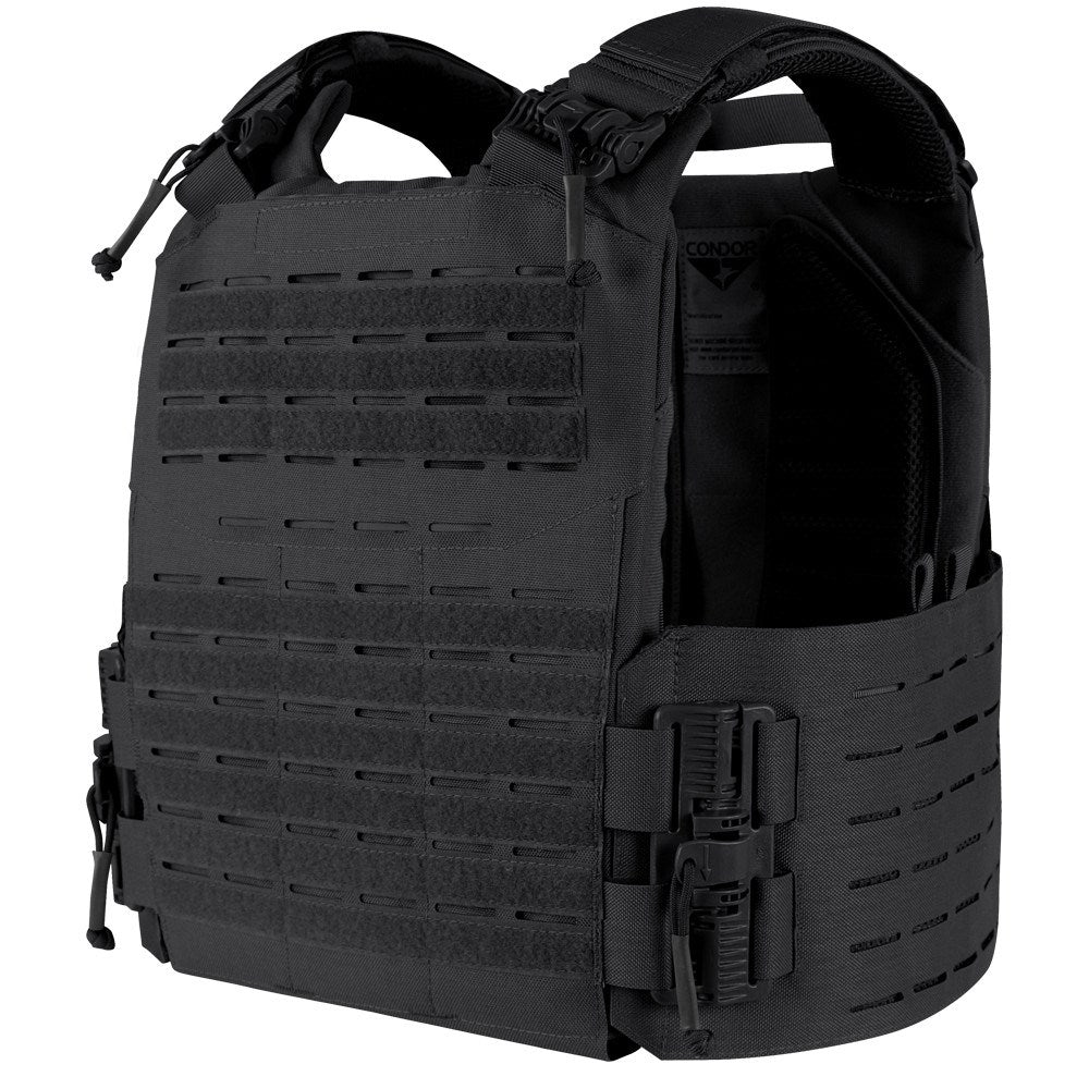 Portaplacas VANQUISH RS negro de Condor Outdoor en laminado de nylon con MOLLE/PALS recortado por láser