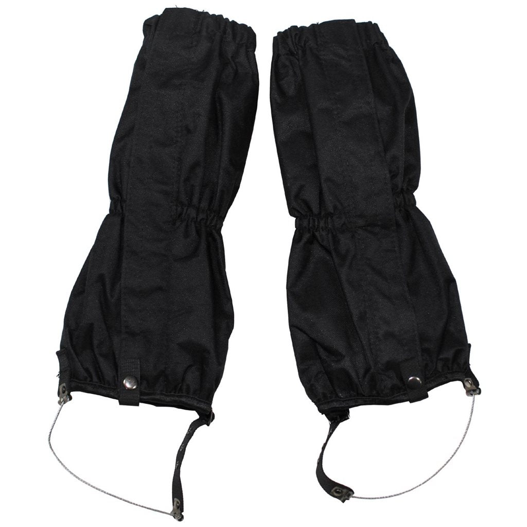 Polainas negras con cremallera para trekking, protección contra barro, nieve y humedad
