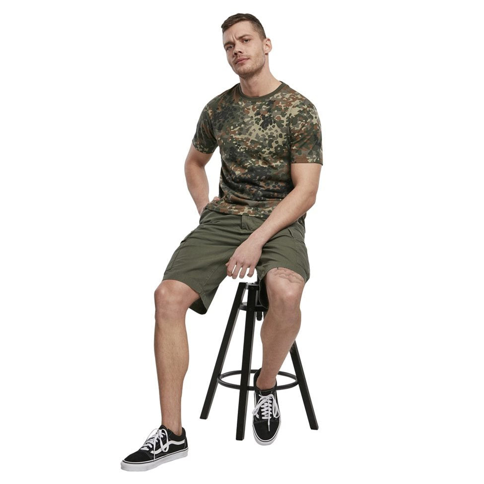 Shorts BDU rip-stop verdes de algodón con seis bolsillos y cintura ajustable