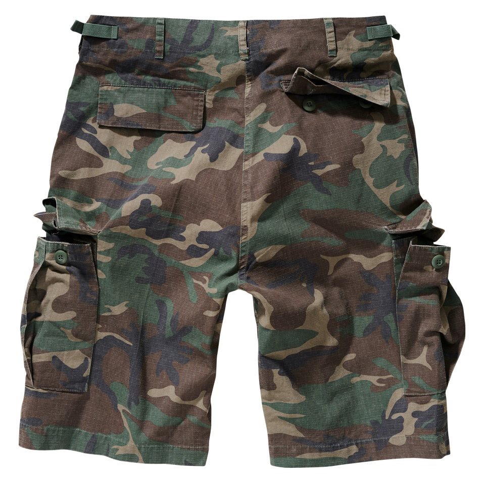 Pantalones cortos US BDU rip-stop WOODLAND en algodón, seis bolsillos y cinturilla ajustable