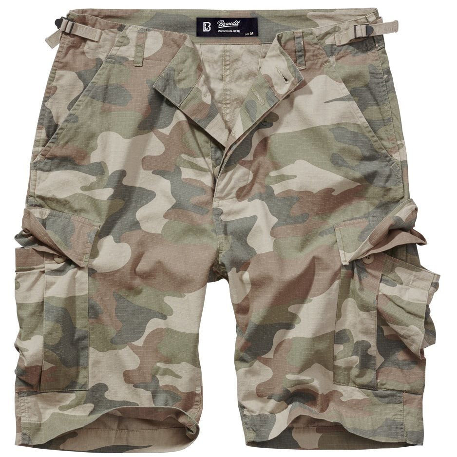 Pantalones cortos US BDU rip-stop en algodón con 6 bolsillos y cintura ajustable