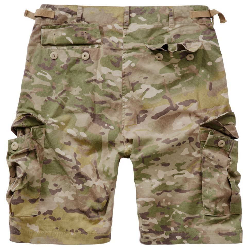 Pantalones cortos BDU rip-stop de algodón con seis bolsillos y cintura ajustable