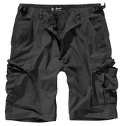 Shorts US BDU rip-stop negros, algodón, seis bolsillos y cintura ajustable