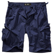 Pantalones cortos US BDU azules en algodón rip-stop, 6 bolsillos, cierre de botones y cintura ajustable