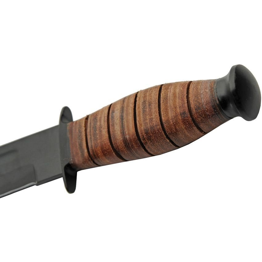 Cuchillo Military Style tipo Bowie con hoja ennegrecida y funda