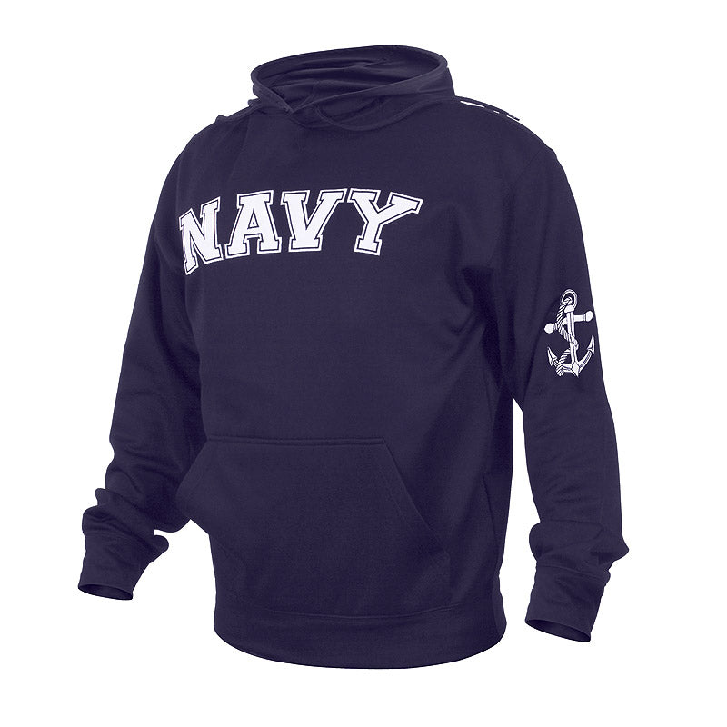Sudadera NAVY con capucha y forro polar, bordado NAVY en pecho y ancla en manga izquierda (Rothco)