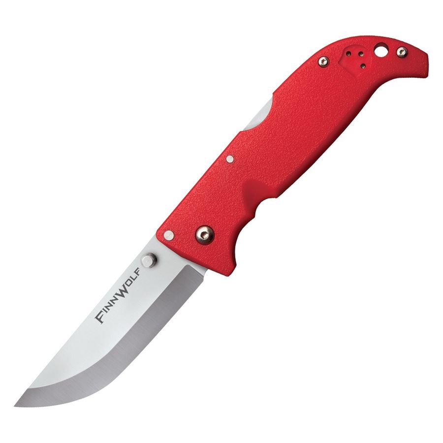Cuchillo plegable FINN WOLF rojo, hoja de acero japonés AUS 8A y mango Griv-Ex