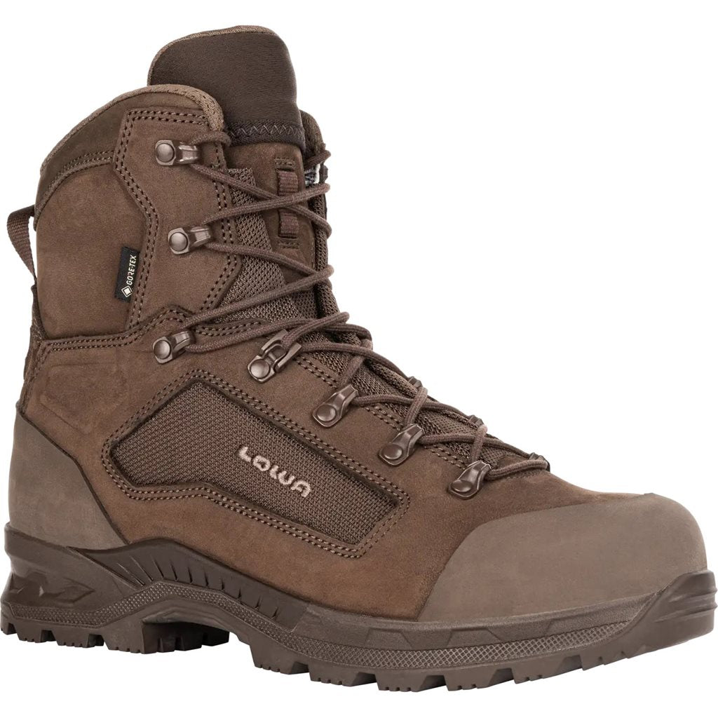 Botas tacticas BREACHER N GTX MID color dark brown, nubuk y Cordura, caña media, certificadas como calzado de trabajo