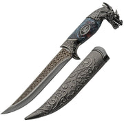 Cuchillo ROARING DRAGON con hoja lisa y funda incluida