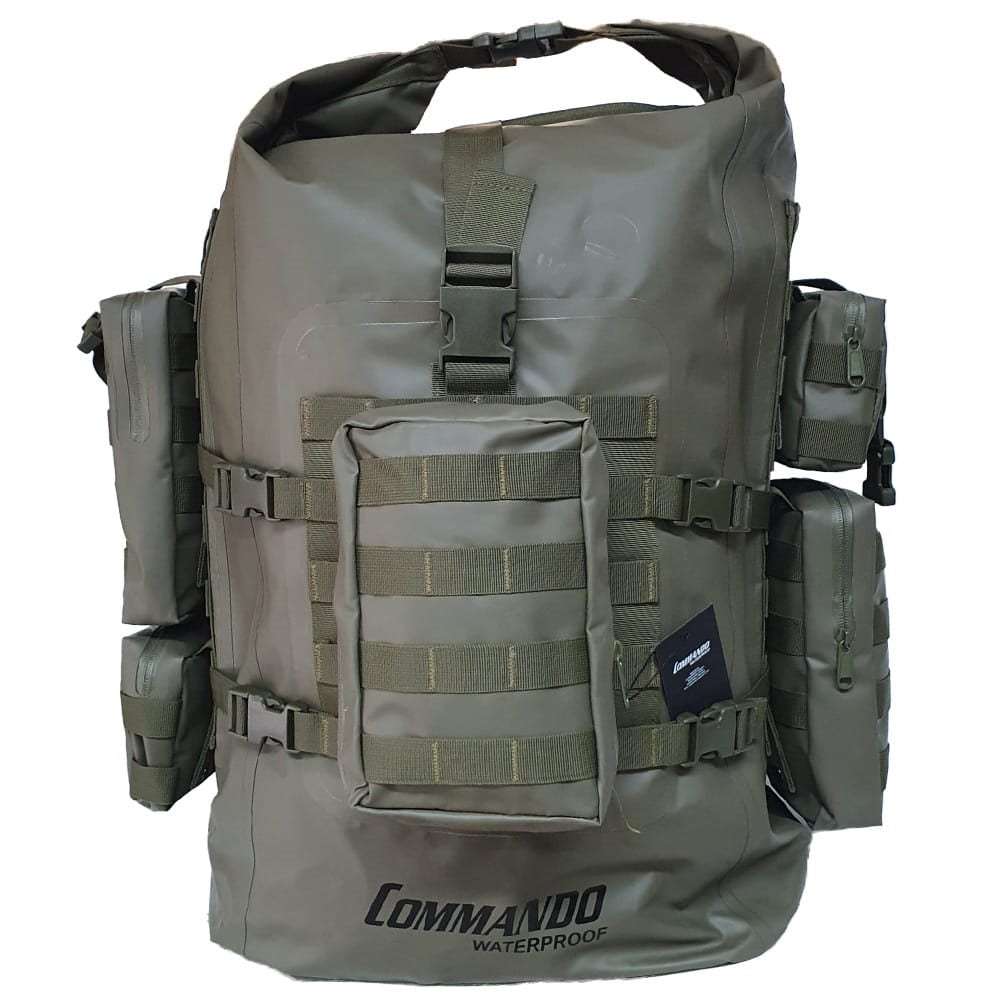 Mochila ARMY-X-TREME 70 l impermeable verde con bolsillos MOLLE/PALS