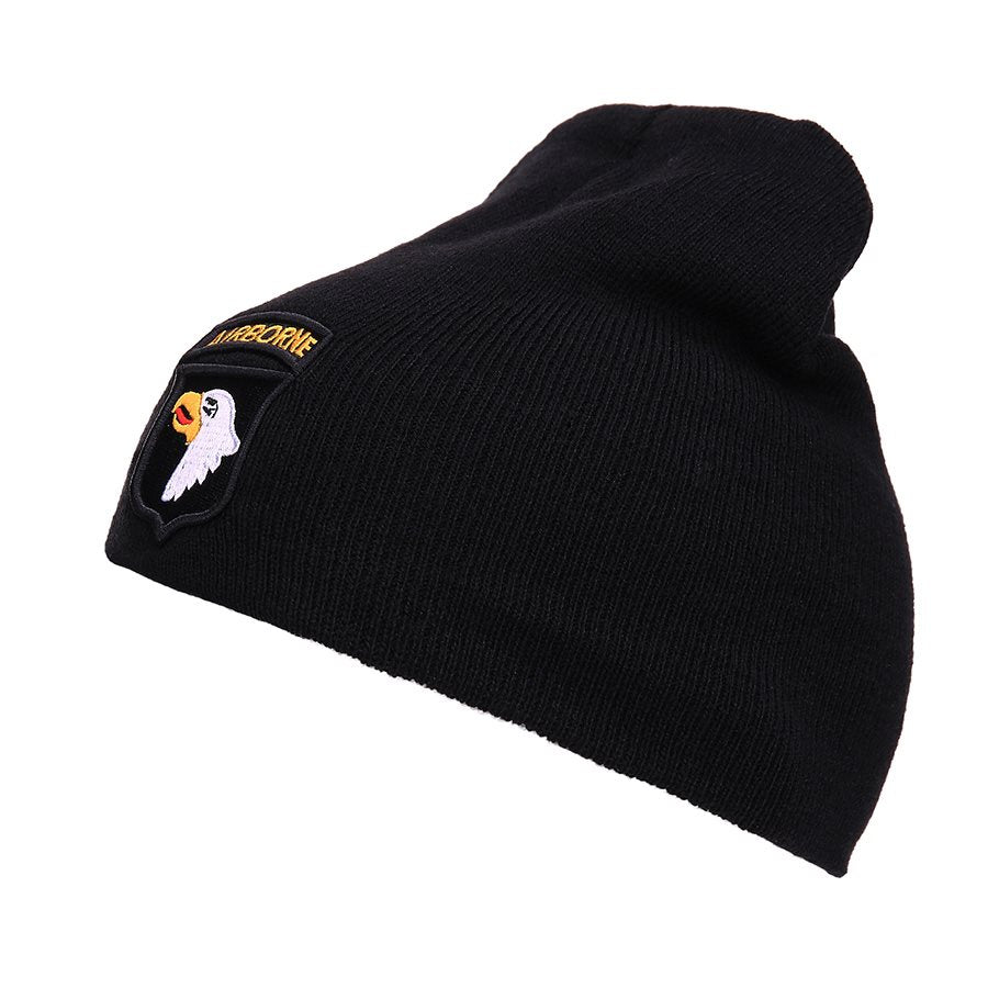 Gorro 101st Airborne tejido negro con parche, 100% acrílico