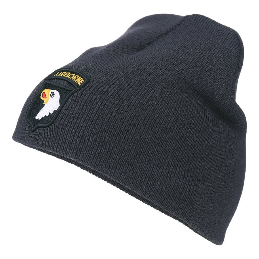 Gorro 101st Airborne tejido gris oscuro con parche de la 101st Airborne