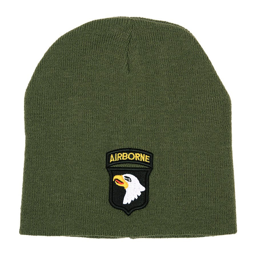 Gorro 101st Airborne tejido gris oscuro con parche de la 101st Airborne