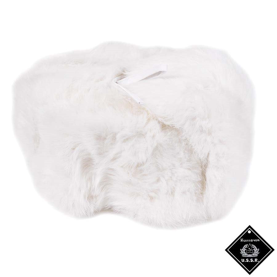 Beranice Cossack gorro de piel de conejo blanco