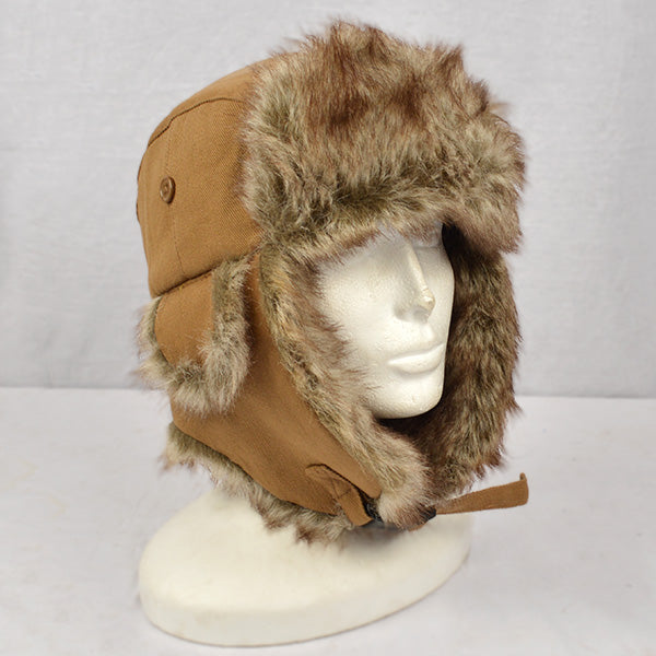 Gorro ruso Beranice ANTARTICA Canvas Coyote con forro de piel sintética y superficie de algodón