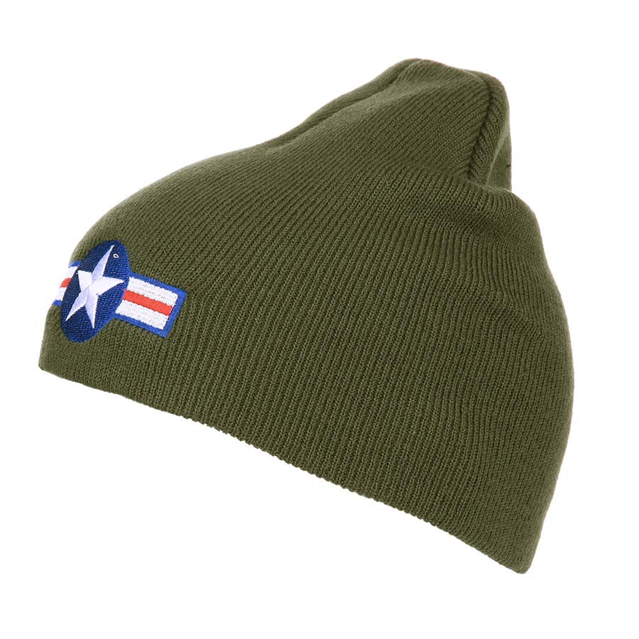 Gorro beanie WWII Air Force verde tejido con bordado US Air Force, 100% acrílico