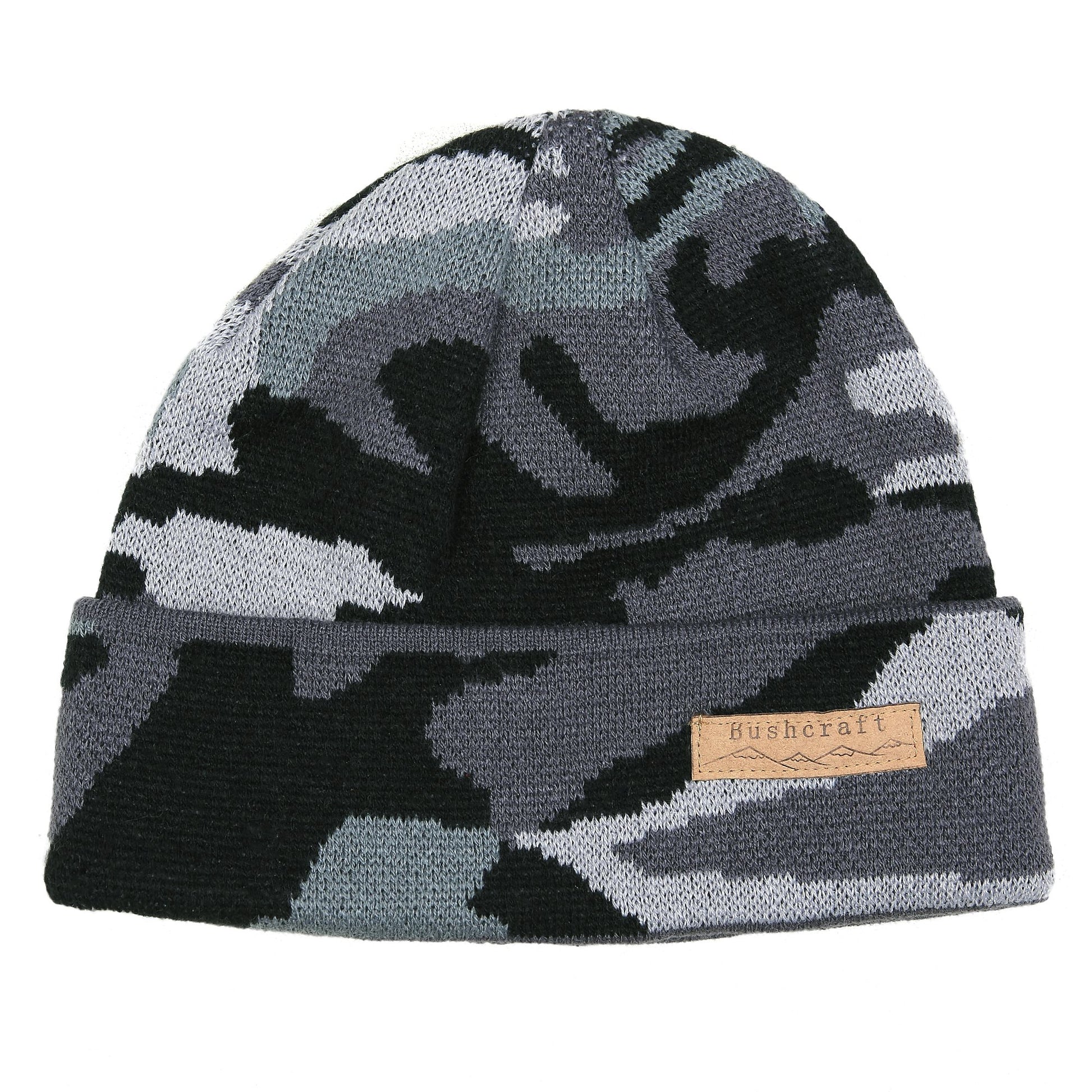 Gorro beanie tejido camuflaje urbano, cálido, 100% acrílico, talla única