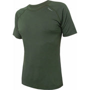 Camiseta funcional IBRIT de lana merino verde, manga corta raglán para hombre
