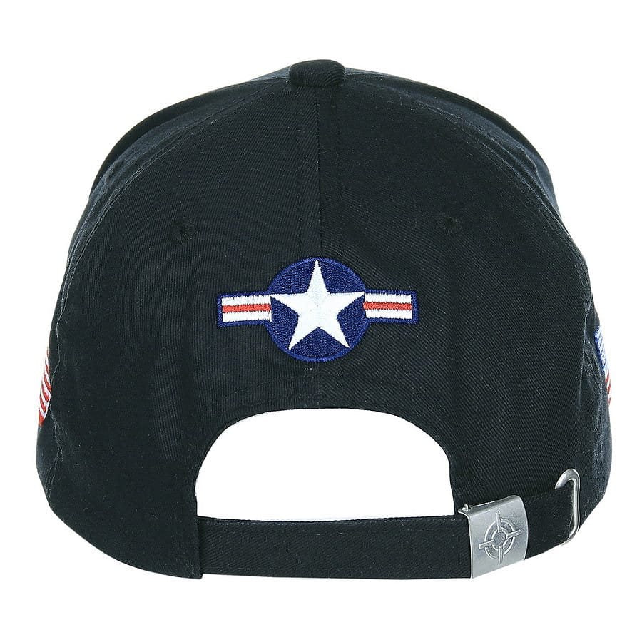 Gorra negra de béisbol US AIR FORCE con logo y bandera