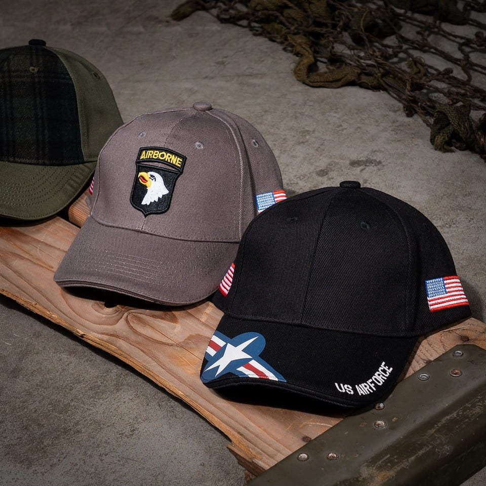 Gorra negra de béisbol US AIR FORCE con logo y bandera