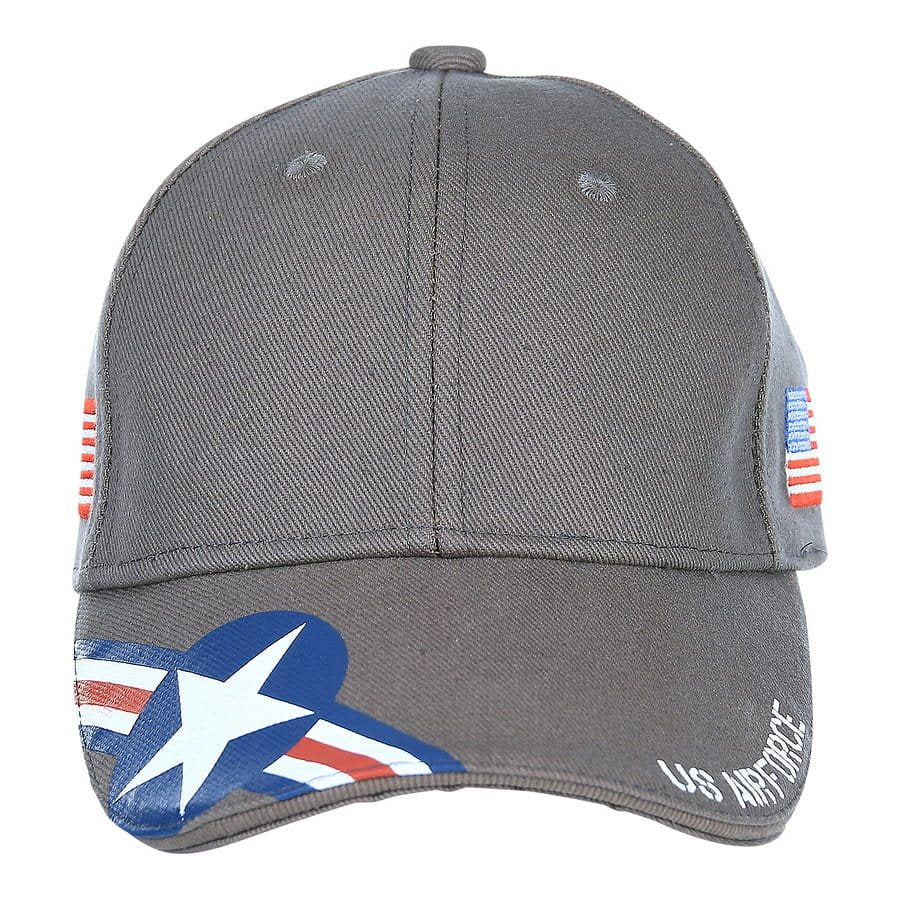 Gorra negra de béisbol US AIR FORCE con logo y bandera