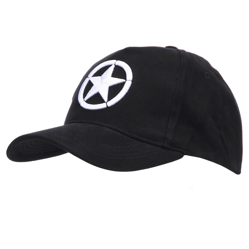 Gorra de béisbol con bordado 3D Allied Star WWII en negro, 100% algodón