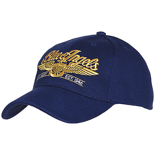 Gorra de béisbol Blue Angels con emblema bordado en blanco