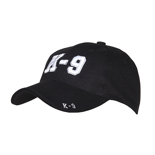 Gorra de béisbol negra K-9, 100% algodón, talla única