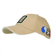 Gorra de béisbol color arena con bordado 3D D-DAY y emblemas de unidades