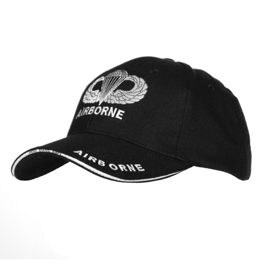 Gorra de béisbol negra con emblema AIRBORNE