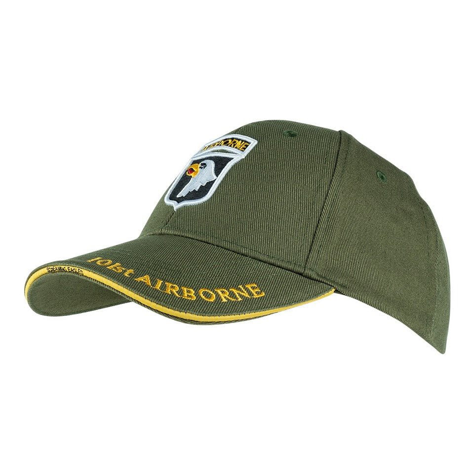 Gorra baseball Army 101st Airborne negra con bordado del emblema y correa ajustable