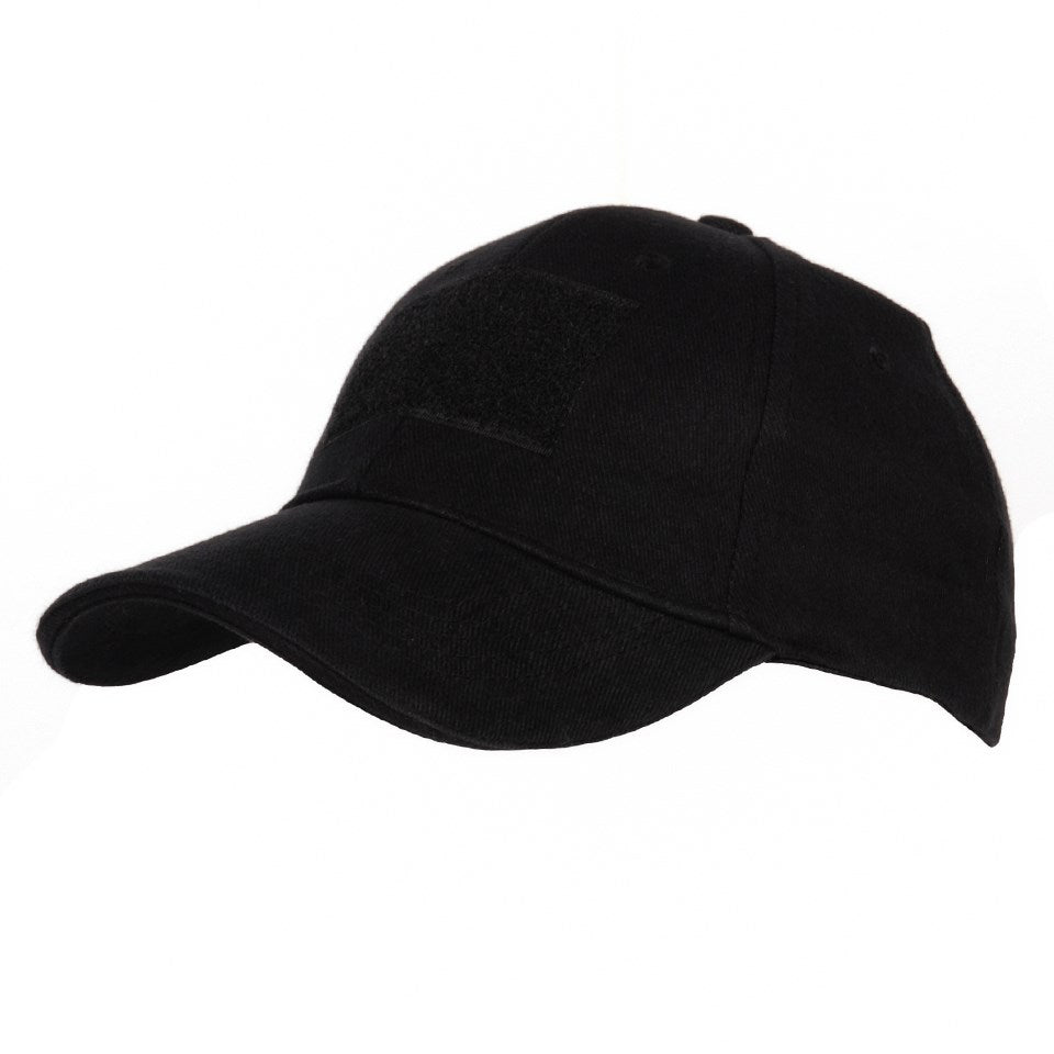 Gorra táctica Contractor negra de algodon con panel VELCRO FOSTEX y goma FLEXIT