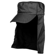 Gorra LEGION negra con visera y protección de cuello, 100% algodón