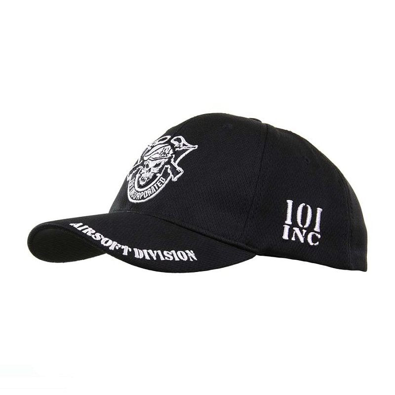 Gorra infantil negra FlexFit con calavera bordada y visera Airsoft Division