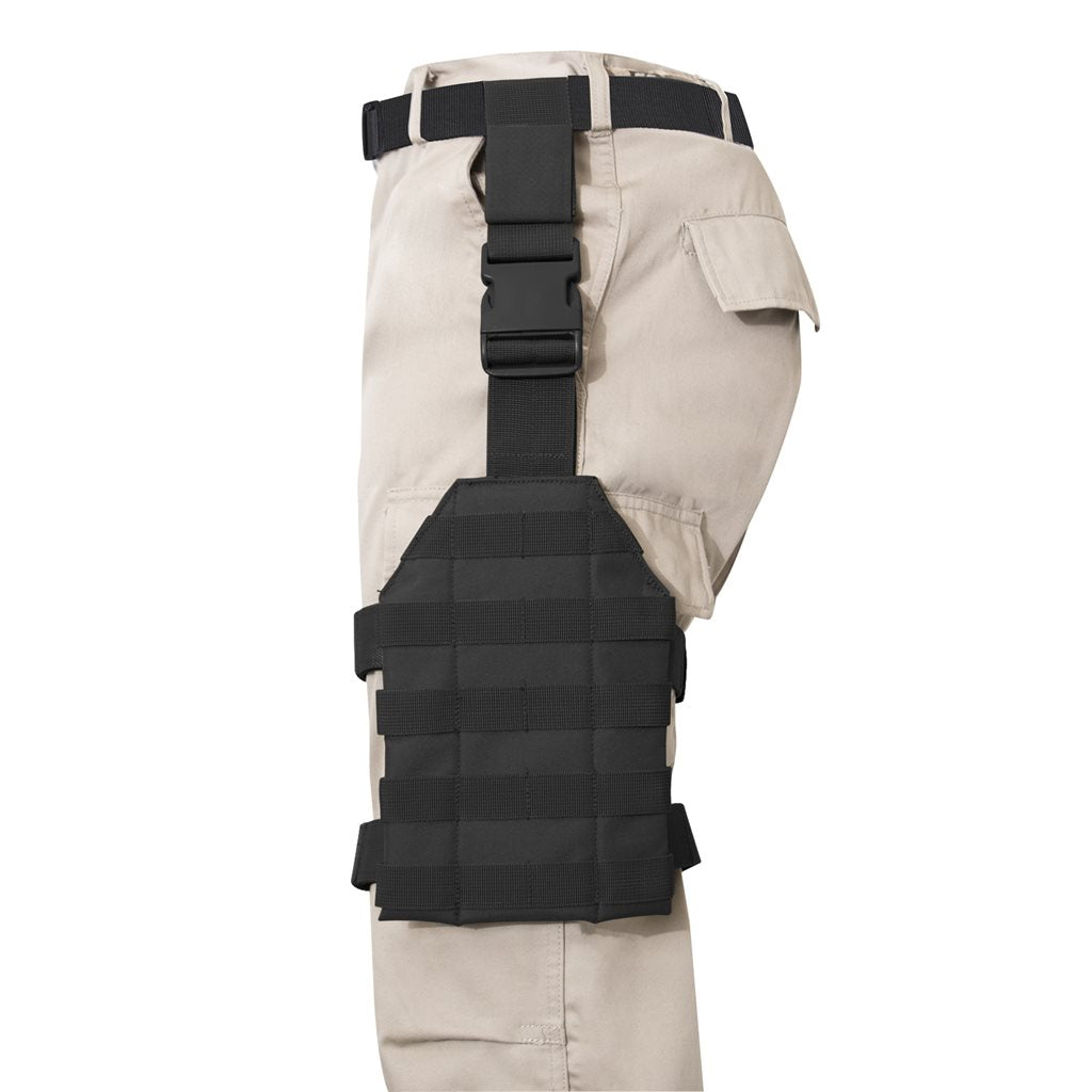 Panel de muslo MOLLE negro, poliéster 600D, compatible PALS/MOLLE