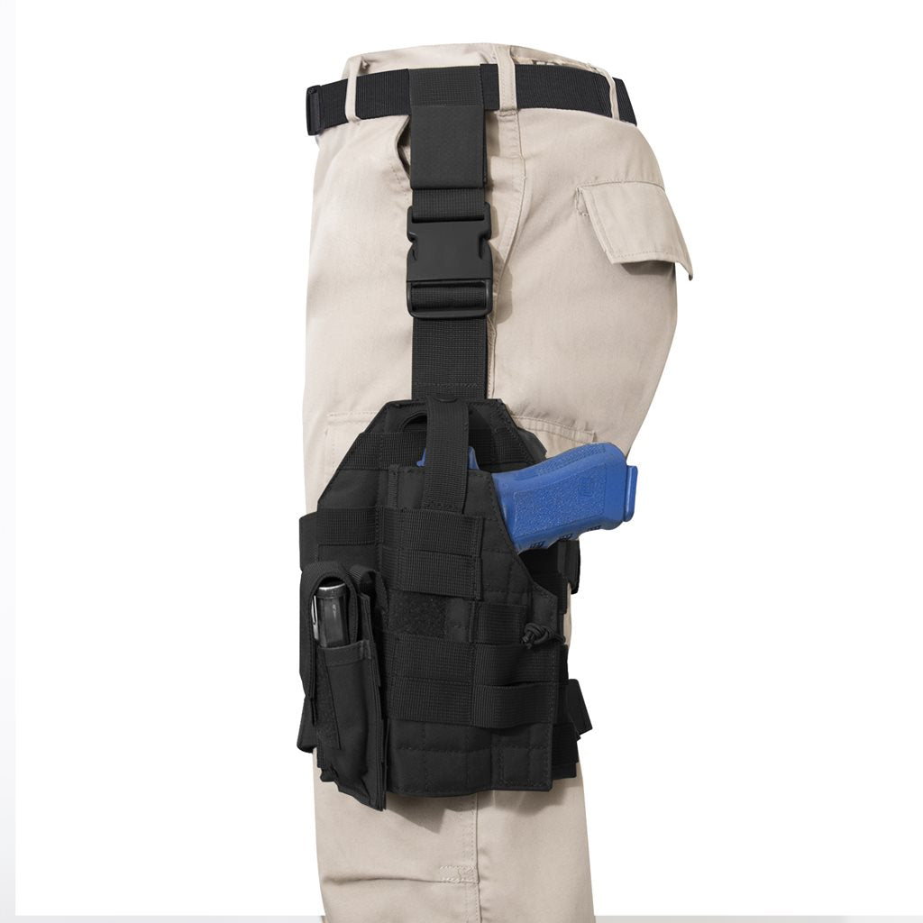 Panel de muslo MOLLE negro, poliéster 600D, compatible PALS/MOLLE