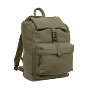 Mochila de día verde con bolsillo en lona de algodón resistente y tratamiento resistente al agua