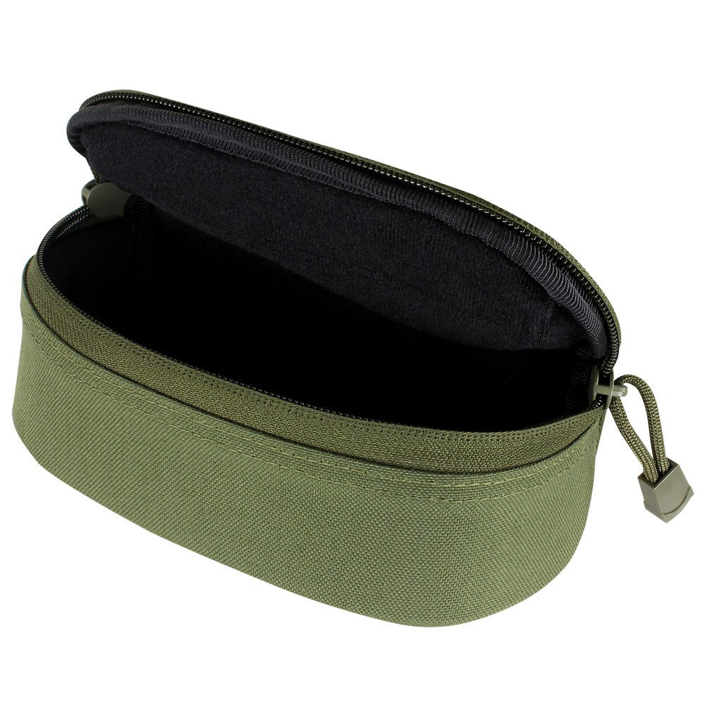 Funda MOLLE para gafas verde con forro suave y cierre de cremallera, medidas aprox. 18 x 7,5 x 6,5 cm