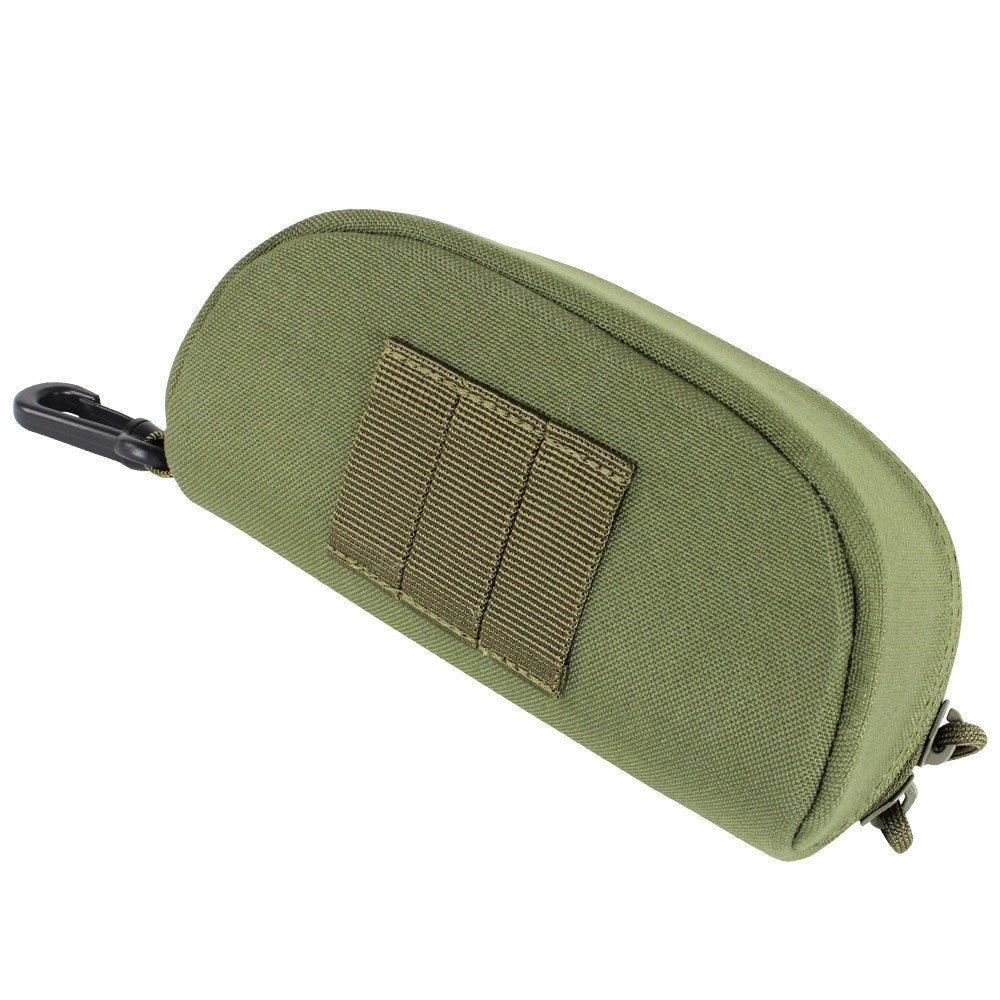 Funda MOLLE para gafas verde con forro suave y cierre de cremallera, medidas aprox. 18 x 7,5 x 6,5 cm
