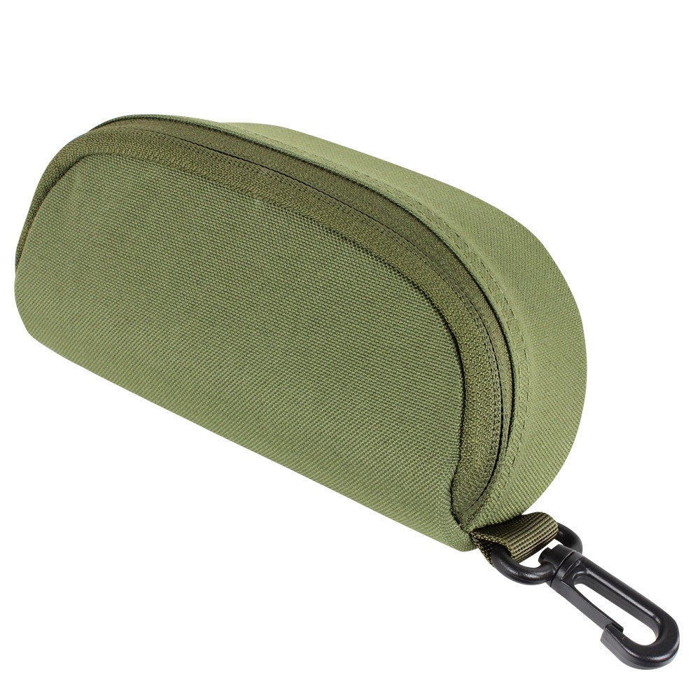 Funda MOLLE para gafas verde con cierre de cremallera y forro suave, aprox. 18 x 7,5 x 6,5 cm
